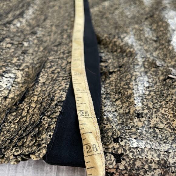 Aryn K. Silk Long Sleeve Sheer Black Blouse with Gold Sequins Size M - Picture 8 of 9